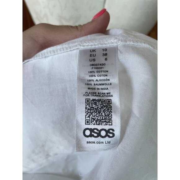 ASOS Womens Solid White Summer Knit Cotton Dress NWT US Size 6 Sleeveless - Picture 7 of 9